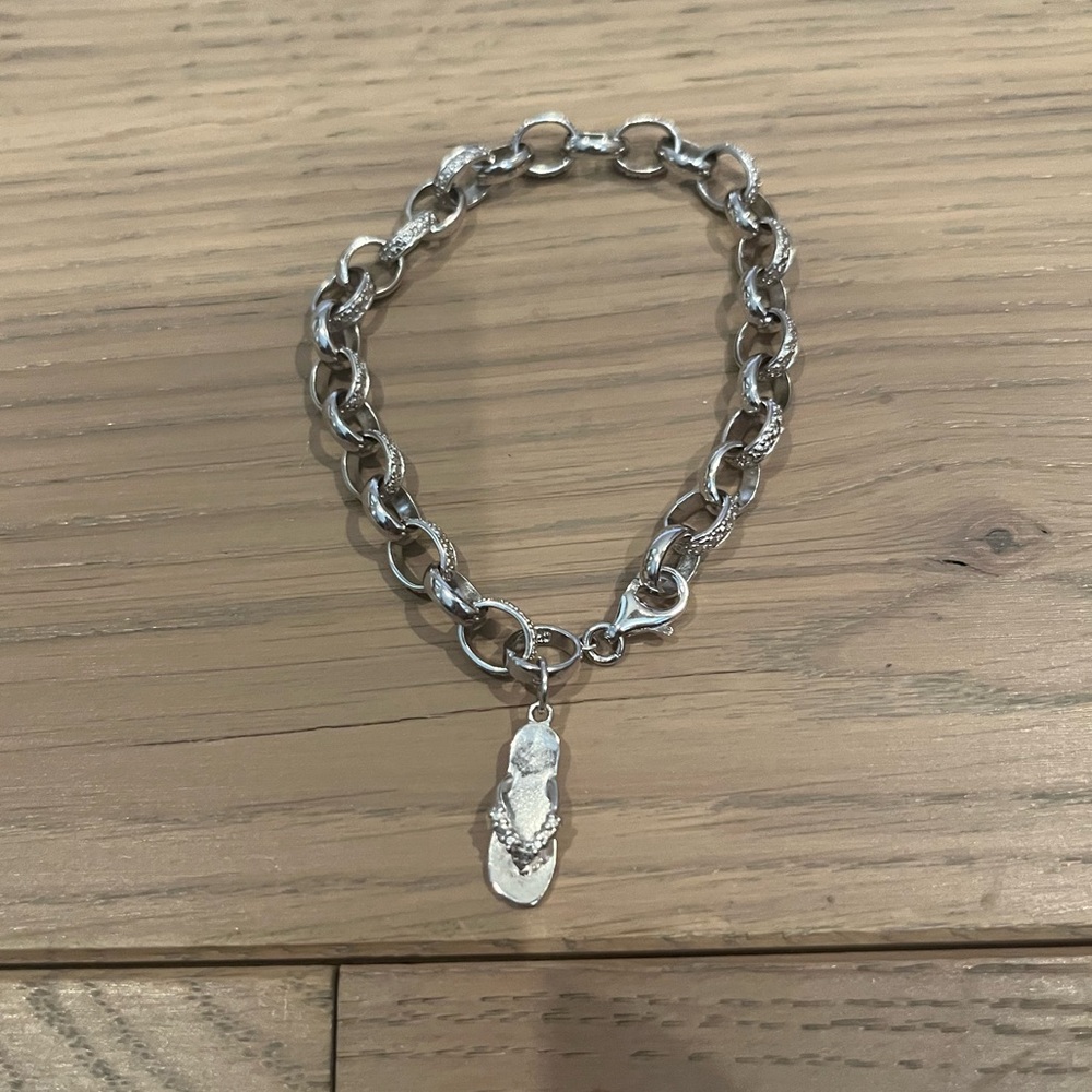 Sterling Silver Chain Bracelet with Flip Flop Charm